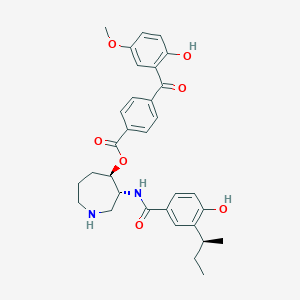 molecular formula C32H36N2O7 B10778193 [(3R,4R)-3-[[3-[(2S)-butan-2-yl]-4-hydroxybenzoyl]amino]azepan-4-yl] 4-(2-hydroxy-5-methoxybenzoyl)benzoate 