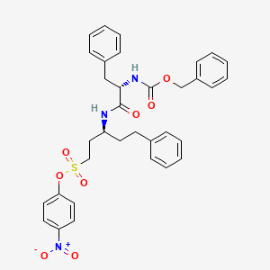 molecular formula C34H35N3O8S B10778239 (4-nitrophenyl) (3S)-5-phenyl-3-[[(2S)-3-phenyl-2-(phenylmethoxycarbonylamino)propanoyl]amino]pentane-1-sulfonate 