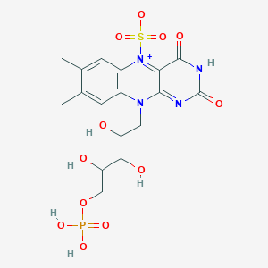 molecular formula C17H21N4O12PS B10778321 7,8-Dimethyl-2,4-dioxo-10-(2,3,4-trihydroxy-5-phosphonooxypentyl)benzo[g]pteridin-5-ium-5-sulfonate 