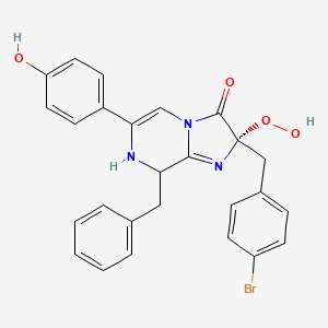 molecular formula C26H22BrN3O4 B10778328 (2S,8R)-8-Benzyl-2-(4-bromobenzyl)-2-hydroperoxy-6-(4-hydroxyphenyl)-7,8-dihydroimidazo[1,2-A]pyrazin-3(2H)-one 