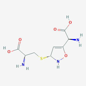 molecular formula C8H13N3O5S B10778353 2-Amino-3-[5-(Amino-Carboxy-Methyl)-2,3-Dihydro-Isoxazol-3-Ylsulfanyl]-Propionic Acid 