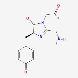 molecular formula C13H15N3O3 B10778377 [2-Aminomethyl-5-Oxo-4-(4-Oxo-Cyclohexa-2,5-Dienylmethyl)-4,5-Dihydro-Imidazol-1-Yl]-Acetaldehyde 