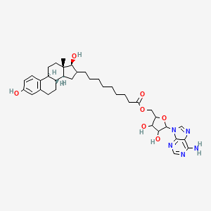 molecular formula C37H51N5O7 B10778380 [5-(6-aminopurin-9-yl)-3,4-dihydroxyoxolan-2-yl]methyl 9-[(8R,9S,13S,14S,17S)-3,17-dihydroxy-13-methyl-6,7,8,9,11,12,14,15,16,17-decahydrocyclopenta[a]phenanthren-16-yl]nonanoate 