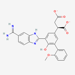 molecular formula C25H20N4O6-2 B10778398 2-(5-{5-[Amino(iminio)methyl]-1H-benzimidazol-2-YL}-2'-methoxy-6-oxido-1,1'-biphenyl-3-YL)succinate 