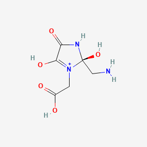 molecular formula C6H10N3O5+ B10778430 (2r)-2-(Aminomethyl)-2,4-Dihydroxy-5-Oxo-3-(2-Oxoethyl)-2,5-Dihydro-1h-Imidazol-3-Ium 