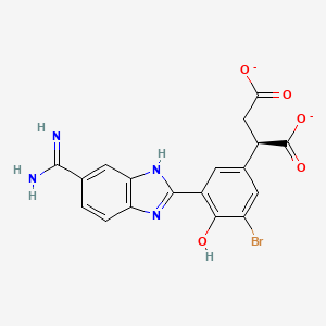 molecular formula C18H13BrN4O5-2 B10778652 2-(3-{5-[Amino(iminio)methyl]-1H-benzimidazol-2-YL}-5-bromo-4-oxidophenyl)succinate 