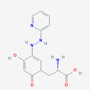 molecular formula C14H16N4O4 B10778694 3-[(1R)-4-hydroxy-6-oxo-3-(2-pyridin-2-ylhydrazino)cyclohexa-2,4-dien-1-yl]-L-alanine 