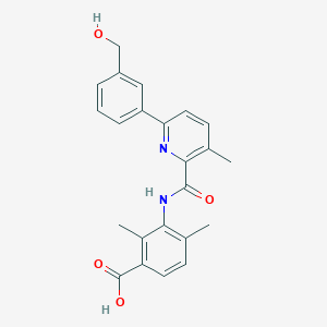 molecular formula C23H22N2O4 B10778994 3-[[6-[3-(Hydroxymethyl)phenyl]-3-methyl-pyridine-2-carbonyl]amino]-2,4-dimethyl-benzoic acid 