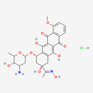 molecular formula C27H31ClN2O10 B10779006 (7S,9S)-7-(4-amino-5-hydroxy-6-methyloxan-2-yl)oxy-6,9,11-trihydroxy-9-[(E)-N-hydroxy-C-methylcarbonimidoyl]-4-methoxy-8,10-dihydro-7H-tetracene-5,12-dione;hydrochloride 