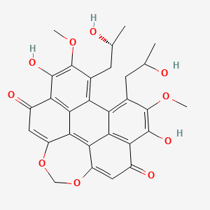 molecular formula C29H26O10 B10779022 7,19-dihydroxy-5-(2-hydroxypropyl)-21-[(2R)-2-hydroxypropyl]-6,20-dimethoxy-12,14-dioxahexacyclo[13.8.0.02,11.03,8.04,22.018,23]tricosa-1,3(8),4,6,10,15,18(23),19,21-nonaene-9,17-dione 