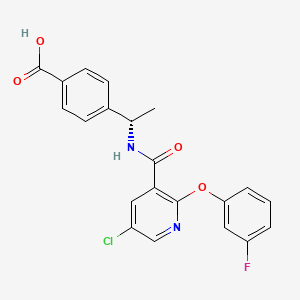 molecular formula C21H16ClFN2O4 B10779028 4-[(1S)-1-[[5-chloro-2-(3-fluorophenoxy)pyridine-3-carbonyl]amino]ethyl]benzoic Acid 