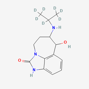 molecular formula C14H19N3O2 B10779135 10-(1,1,1,2,3,3,3-Heptadeuteriopropan-2-ylamino)-9-hydroxy-1,3-diazatricyclo[6.4.1.04,13]trideca-4,6,8(13)-trien-2-one 