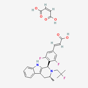 molecular formula C29H29F3N2O6 B10779480 (Z)-but-2-enedioic acid;(E)-3-[3,5-difluoro-4-[(1R,3R)-2-(2-fluoro-2-methylpropyl)-3-methyl-1,3,4,9-tetrahydropyrido[3,4-b]indol-1-yl]phenyl]prop-2-enoic acid 