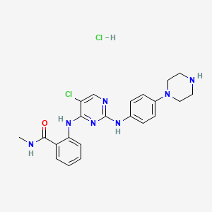 molecular formula C22H25Cl2N7O B10779493 2-[[5-chloro-2-(4-piperazin-1-ylanilino)pyrimidin-4-yl]amino]-N-methylbenzamide;hydrochloride 