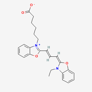 molecular formula C25H26N2O4 B10779505 6-[2-[(E,3E)-3-(3-ethyl-1,3-benzoxazol-2-ylidene)prop-1-enyl]-1,3-benzoxazol-3-ium-3-yl]hexanoate 