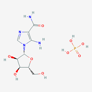 molecular formula C9H17N4O9P B10779539 5-amino-1-[(2R,3R,4S,5R)-3,4-dihydroxy-5-(hydroxymethyl)oxolan-2-yl]imidazole-4-carboxamide;phosphoric acid 