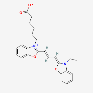 molecular formula C25H26N2O4 B10779540 6-(2-(3-(3-Ethylbenzo[d]oxazol-3-ium-2-yl)allylidene)benzo[d]oxazol-3(2H)-yl)hexanoate 