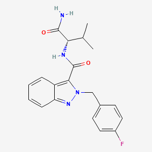 molecular formula C20H21FN4O2 B10779584 N-[(2S)-1-amino-3-methyl-1-oxobutan-2-yl]-2-[(4-fluorophenyl)methyl]indazole-3-carboxamide 