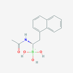 molecular formula C14H17BNO4- B10779632 d-1-Naphthyl-2-acetamido-ethane boronic acid 