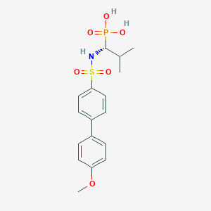 molecular formula C17H22NO6PS B10779637 (1R)-1-{[(4'-Methoxy-1,1'-biphenyl-4-YL)sulfonyl]amino}-2-methylpropylphosphonic acid 