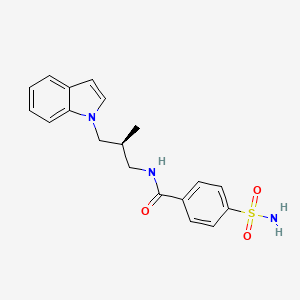 molecular formula C19H21N3O3S B10779640 (S)-N-(3-Indol-1-YL-2-methyl-propyl)-4-sulfamoyl-benzamide 