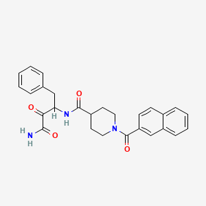 molecular formula C27H27N3O4 B10779723 N-(4-amino-3,4-dioxo-1-phenylbutan-2-yl)-1-(naphthalene-2-carbonyl)piperidine-4-carboxamide 