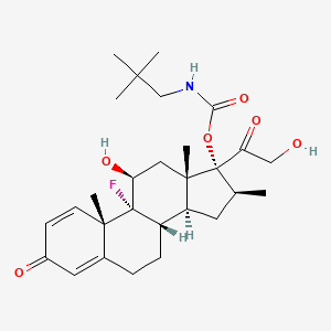 molecular formula C28H40FNO6 B10779729 (8S,9R,10S,11S,13S,14S,16S,17R)-9-fluoro-11-hydroxy-17-(2-hydroxyacetyl)-10,13,16-trimethyl-3-oxo-6,7,8,9,10,11,12,13,14,15,16,17-dodecahydro-3H-cyclopenta[a]phenanthren-17-yl neopentylcarbamate 