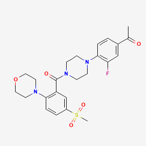 molecular formula C24H28FN3O5S B10779735 1-(3-Fluoro-4-(4-(5-(methylsulfonyl)-2-morpholinobenzoyl)piperazin-1-yl)phenyl)ethanone 