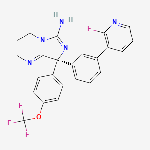 (8R)-8-[3-(2-Fluoropyridin-3-yl)phenyl]-8-[4-(trifluoromethoxy)phenyl]-2,3,4,8-tetrahydroimidazo[1,5-a]pyrimidin-6-amine