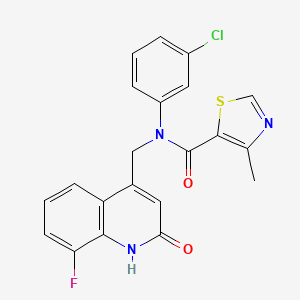 N-(3-Chlorophenyl)-N-((8-fluoro-2-oxo-1,2-dihydroquinolin-4-yl)methyl)-4-methylthiazole-5-carboxamide