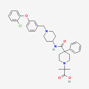 molecular formula C34H40ClN3O4 B10779799 2-(4-{1-[3-(2-Chloro-phenoxy)-benzyl]-piperidin-4-ylcarbamoyl}-4-phenyl-piperidin-1-yl)-2-methyl-propionic acid 