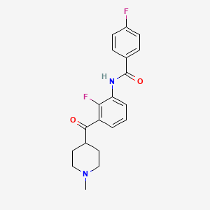 molecular formula C20H20F2N2O2 B10779809 4-fluoro-N-[2-fluoro-3-(1-methylpiperidine-4-carbonyl)phenyl]benzamide 