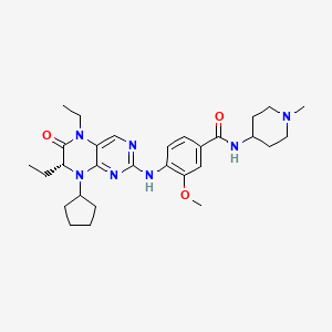 4-[[(7R)-8-cyclopentyl-5,7-diethyl-6-oxo-7H-pteridin-2-yl]amino]-3-methoxy-N-(1-methylpiperidin-4-yl)benzamide