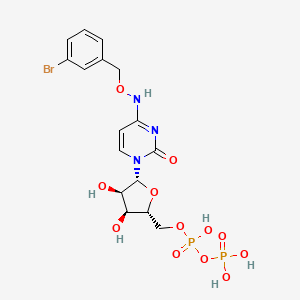 molecular formula C16H20BrN3O12P2 B10779855 [(2R,3S,4R,5R)-5-[4-[(3-bromophenyl)methoxyamino]-2-oxopyrimidin-1-yl]-3,4-dihydroxyoxolan-2-yl]methyl phosphono hydrogen phosphate 