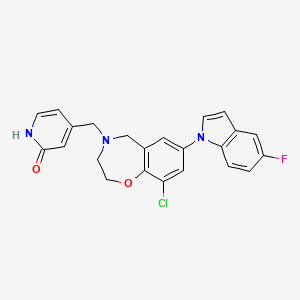 4-((9-Chloro-7-(5-fluoro-1H-indol-1-yl)-2,3-dihydrobenzo[f][1,4]oxazepin-4(5H)-yl)methyl)pyridin-2(1H)-one