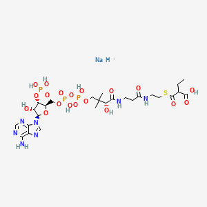 sodium;2-[2-[3-[[(2R)-4-[[[(2R,3S,4R,5R)-5-(6-aminopurin-9-yl)-4-hydroxy-3-phosphonooxyoxolan-2-yl]methoxy-hydroxyphosphoryl]oxy-hydroxyphosphoryl]oxy-2-hydroxy-3,3-dimethylbutanoyl]amino]propanoylamino]ethylsulfanylcarbonyl]butanoic acid;hydride