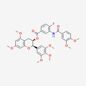 [(2R,3R)-5,7-dimethoxy-2-(3,4,5-trimethoxyphenyl)-3,4-dihydro-2H-chromen-3-yl] 3-[(3,4-dimethoxybenzoyl)amino]-4-fluorobenzoate