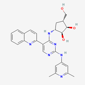 (1R,2S,3R,5R)-3-[[2-[(2,6-dimethylpyridin-4-yl)amino]-5-quinolin-2-ylpyrimidin-4-yl]amino]-5-(hydroxymethyl)cyclopentane-1,2-diol