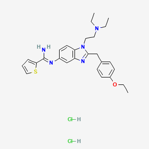 molecular formula C27H35Cl2N5OS B10779898 N'-[1-[2-(diethylamino)ethyl]-2-[(4-ethoxyphenyl)methyl]benzimidazol-5-yl]thiophene-2-carboximidamide;dihydrochloride 