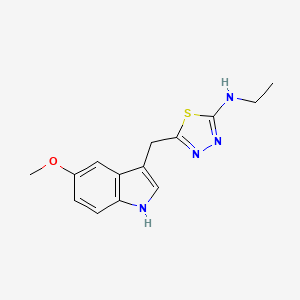 molecular formula C14H16N4OS B10779907 N-ethyl-5-[(5-methoxy-1H-indol-3-yl)methyl]-1,3,4-thiadiazol-2-amine 