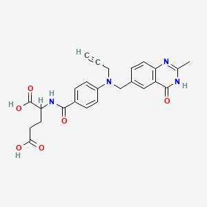 molecular formula C25H24N4O6 B10779909 2-{4-[(2-Methyl-4-oxo-3,4-dihydro-quinazolin-6-ylmethyl)-prop-2-ynyl-amino]-benzoylamino}-pentanedioic acid 