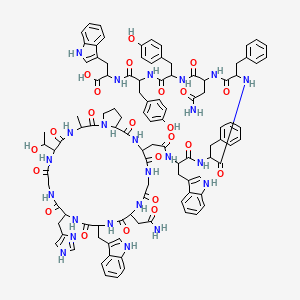 molecular formula C103H115N23O23 B10779913 DL-N(1)Trp-DL-Phe-DL-Phe-DL-Asn-DL-Tyr-DL-Tyr-DL-Trp-OH.cyclo[DL-Ala-DL-Pro-DL-Asp(1)-Gly-DL-Asn-DL-Trp-DL-His-Gly-DL-xiThr] 