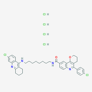 molecular formula C40H46Cl6N4O2 B10779925 5-(4-chlorophenyl)-N-[8-[(6-chloro-1,2,3,4-tetrahydroacridin-9-yl)amino]octyl]-3,4-dihydro-2H-pyrano[3,2-c]quinoline-9-carboxamide;tetrahydrochloride 