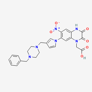 molecular formula C26H26N6O6 B10779981 {7-[3-(4-Benzyl-piperazin-1-ylmethyl)-pyrrol-1-yl]-6-nitro-2,3-dioxo-3,4-dihydro-2H-quinoxalin-1-yl}-acetic acid 