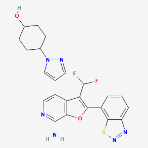 4-[4-[7-Amino-2-(1,2,3-benzothiadiazol-7-yl)-3-(difluoromethyl)furo[2,3-c]pyridin-4-yl]pyrazol-1-yl]cyclohexan-1-ol