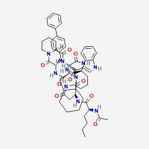 molecular formula C59H76N10O9 B10780001 Ac-Nle-Asp(1)-Oic(3axi,7axi)-Bip-Pip-Trp-Lys(1)-NH2 