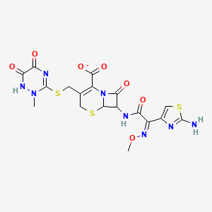 molecular formula C18H17N8O7S3- B10780005 7-[(2Z)-2-(2-Amino-1,3-thiazol-4-YL)-2-(methoxyimino)acetamido]-3-{[(6-hydroxy-2-methyl-5-oxo-2,5-dihydro-1,2,4-triazin-3-YL)sulfanyl]methyl}-8-oxo-5-thia-1-azabicyclo[4.2.0]oct-2-ene-2-carboxylate 