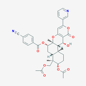 [(1S,2S,5S,6R,7R,9S,10S,18R)-5-acetyloxy-6-(acetyloxymethyl)-18-hydroxy-2,6,10-trimethyl-16-oxo-14-pyridin-3-yl-11,15-dioxatetracyclo[8.8.0.02,7.012,17]octadeca-12(17),13-dien-9-yl] 4-cyanobenzoate