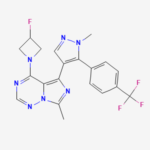 molecular formula C20H17F4N7 B10780011 Imidazo(5,1-F)(1,2,4)triazine, 4-(3-fluoro-1-azetidinyl)-7-methyl-5-(1-methyl-5-(4-(trifluoromethyl)phenyl)-1H-pyrazol-4-yl)- CAS No. 1394034-05-9