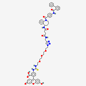 2-(3-Hydroxy-6-oxoxanthen-9-yl)-5-[2-[2-[2-[2-[4-[[[4-oxo-4-[[1-[4-[(2-phenylbenzoyl)amino]benzoyl]-2,3,4,5-tetrahydro-1-benzazepin-5-yl]amino]butanoyl]amino]methyl]triazol-1-yl]ethoxy]ethoxy]ethoxy]ethylcarbamothioylamino]benzoic acid